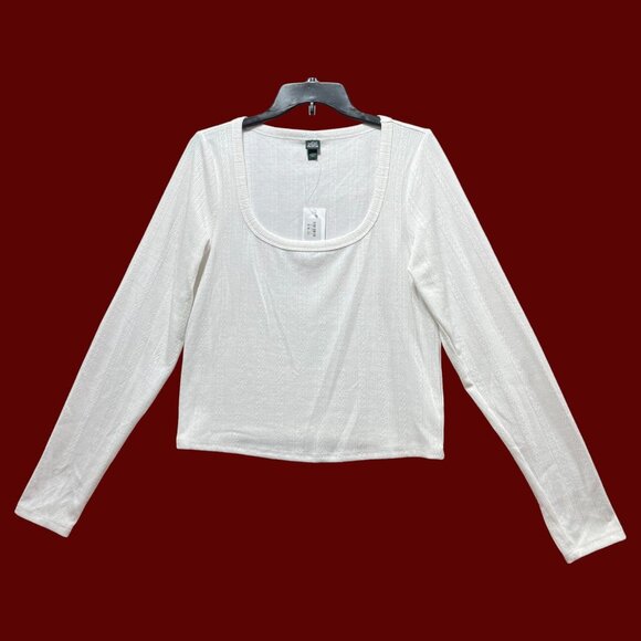 Wild Fable - Women's Long Sleeve Pointelle T-Shirt - White - XXL - Picture 1 of 12